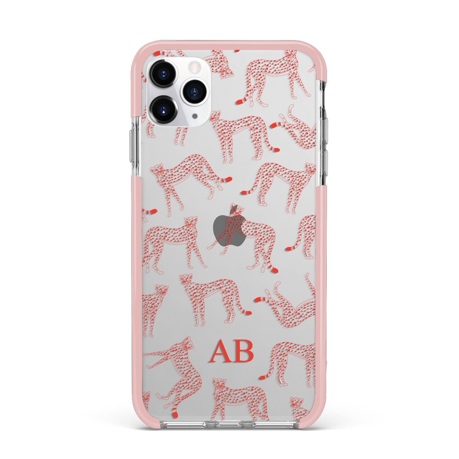 Personalised Pink Cheetah iPhone 11 Pro Max Impact Pink Edge Case