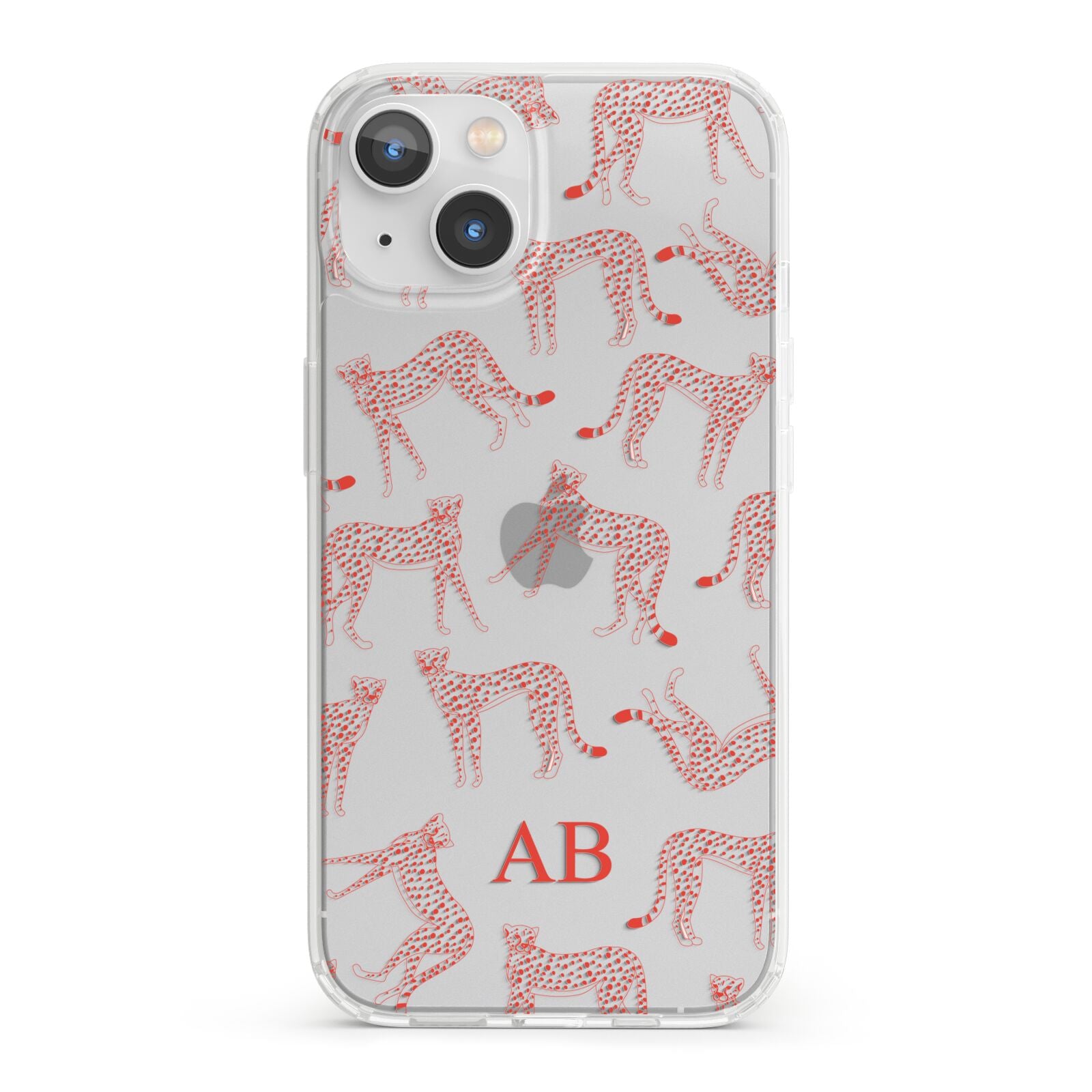 Personalised Pink Cheetah iPhone 13 Clear Bumper Case