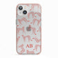 Personalised Pink Cheetah iPhone 13 TPU Impact Case with Pink Edges