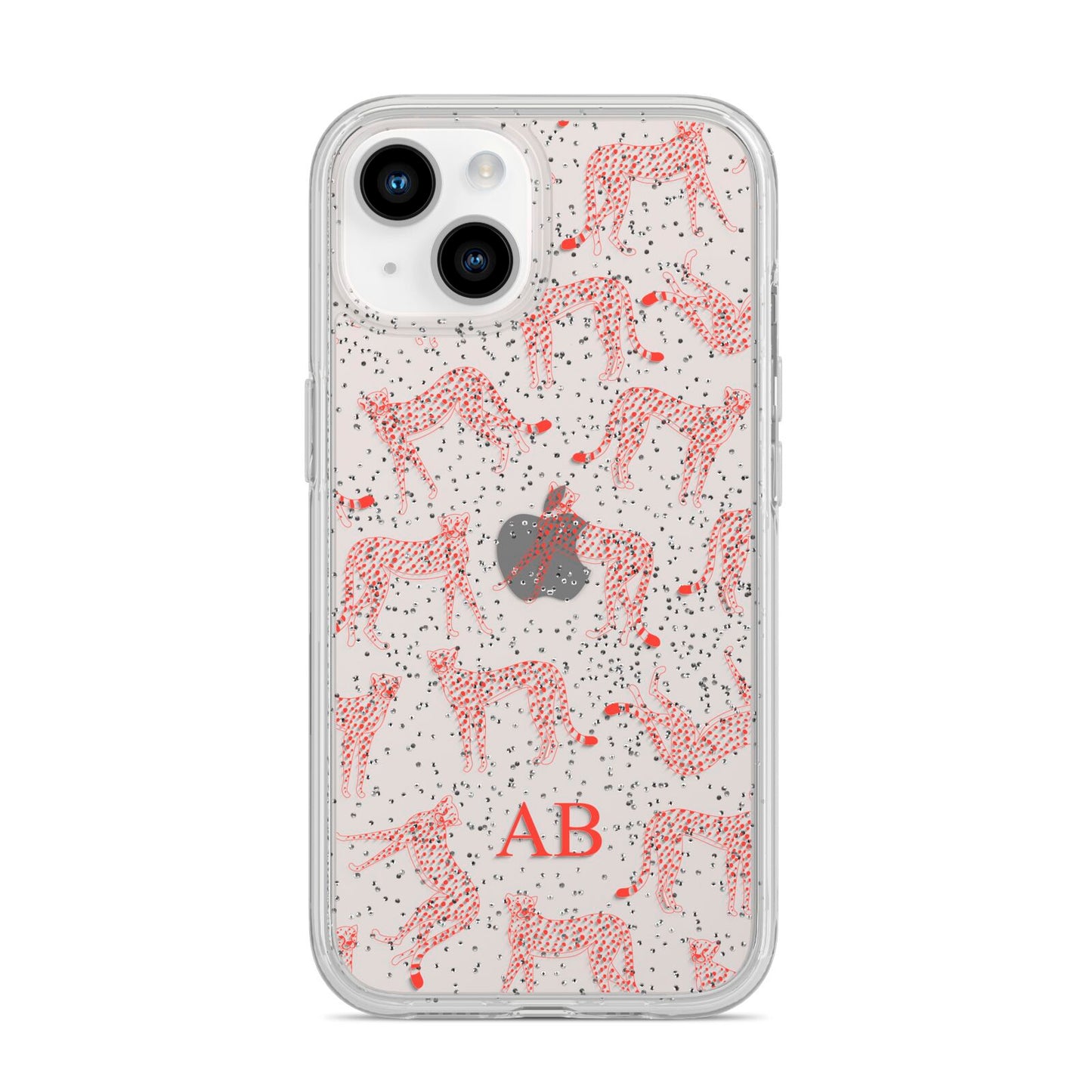 Personalised Pink Cheetah iPhone 14 Glitter Tough Case Starlight