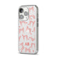 Personalised Pink Cheetah iPhone 14 Pro Clear Tough Case Silver Angled Image