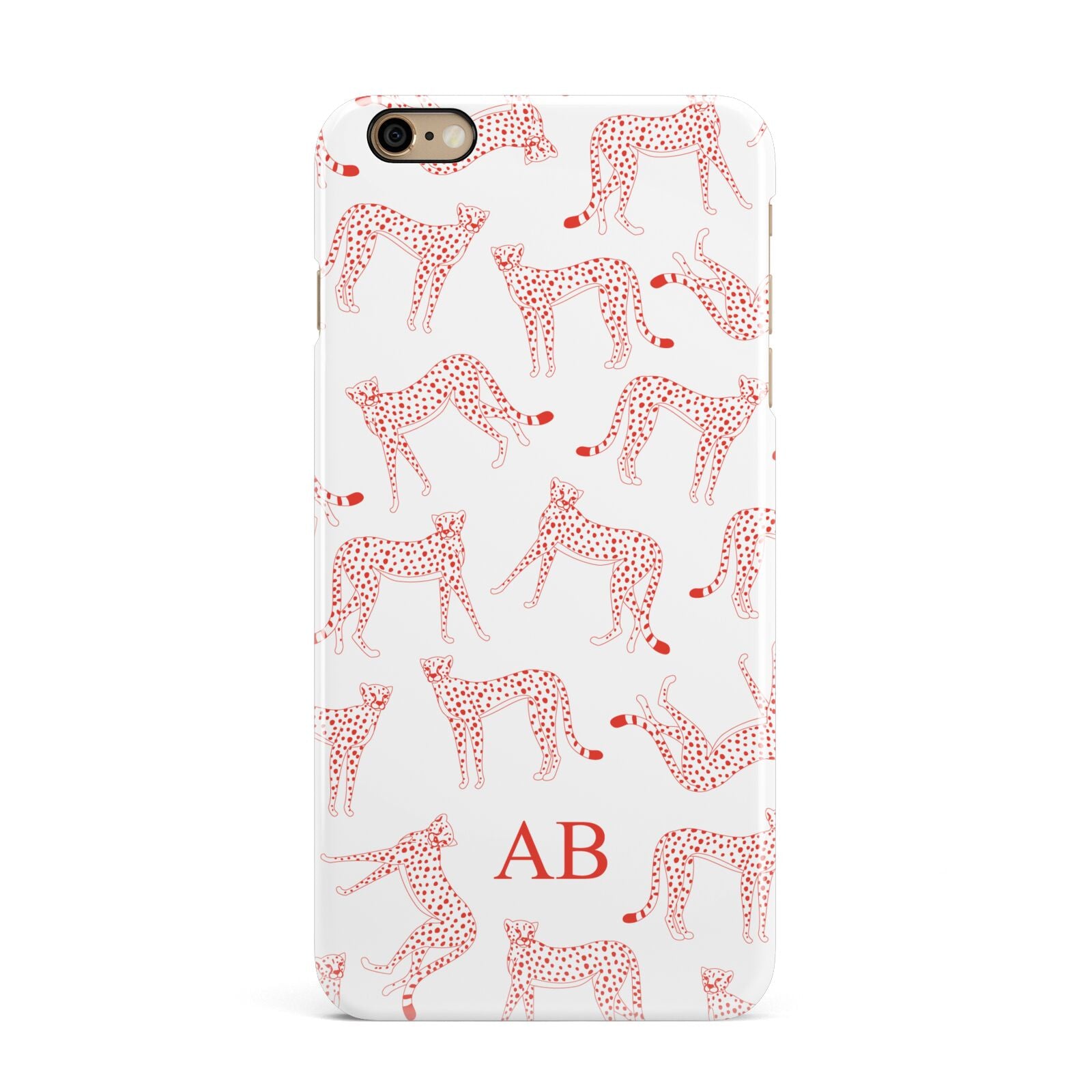Personalised Pink Cheetah iPhone 6 Plus 3D Snap Case on Gold Phone