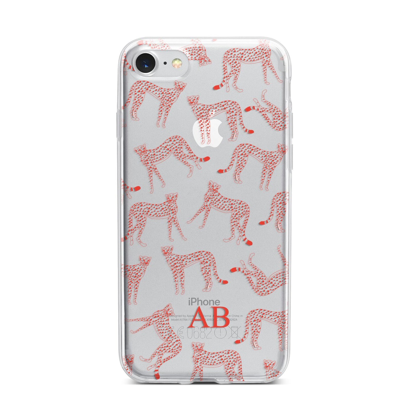 Personalised Pink Cheetah iPhone 7 Bumper Case on Silver iPhone