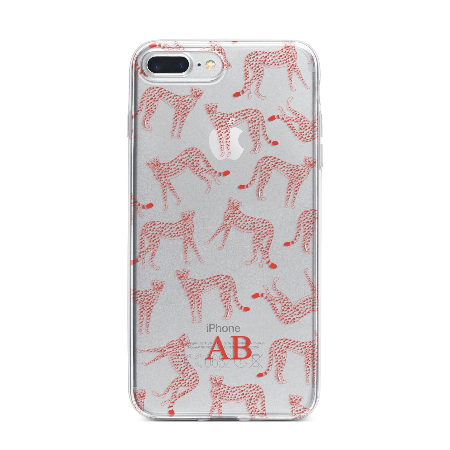 Personalised Pink Cheetah iPhone 7 Plus Bumper Case on Silver iPhone