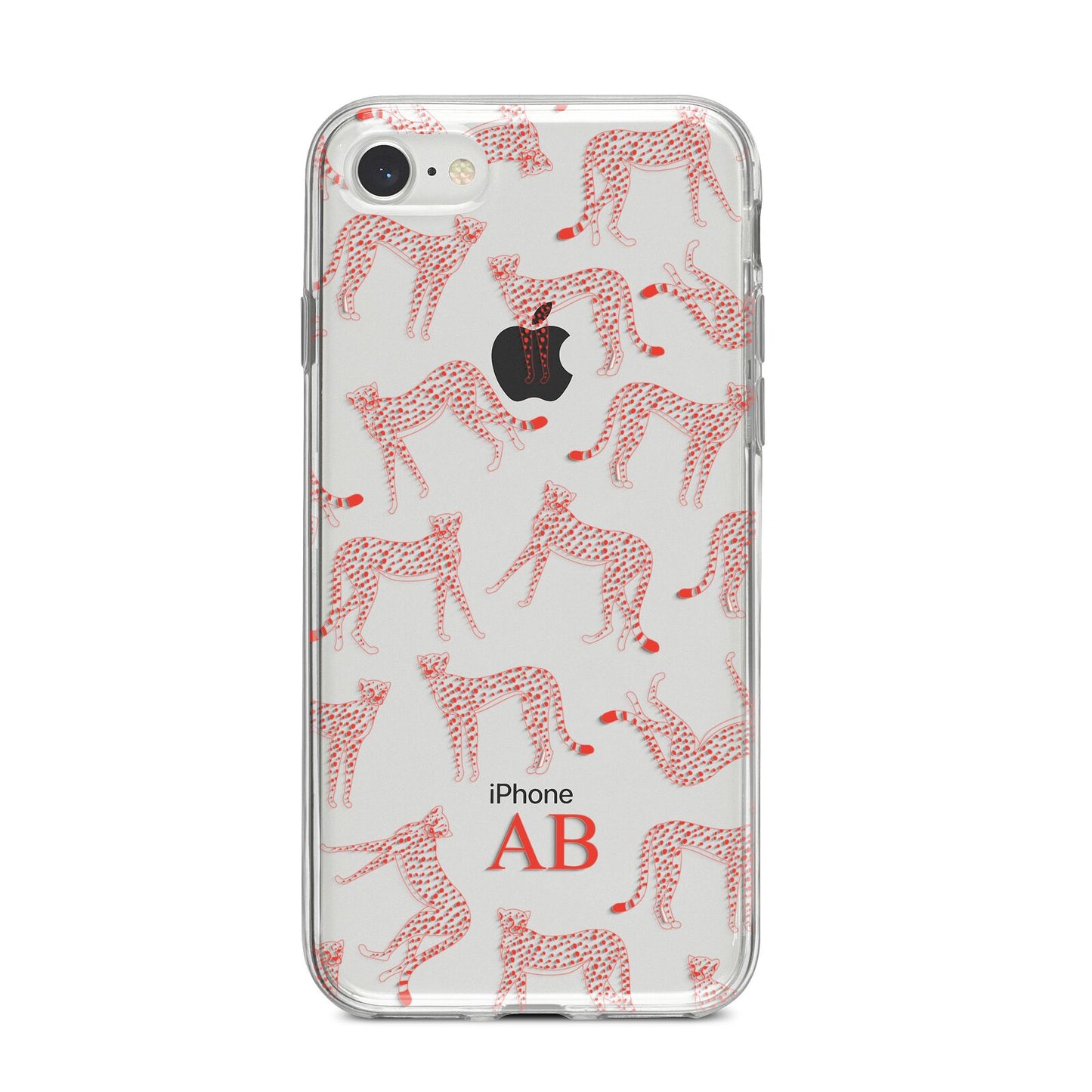 Personalised Pink Cheetah iPhone 8 Bumper Case on Silver iPhone