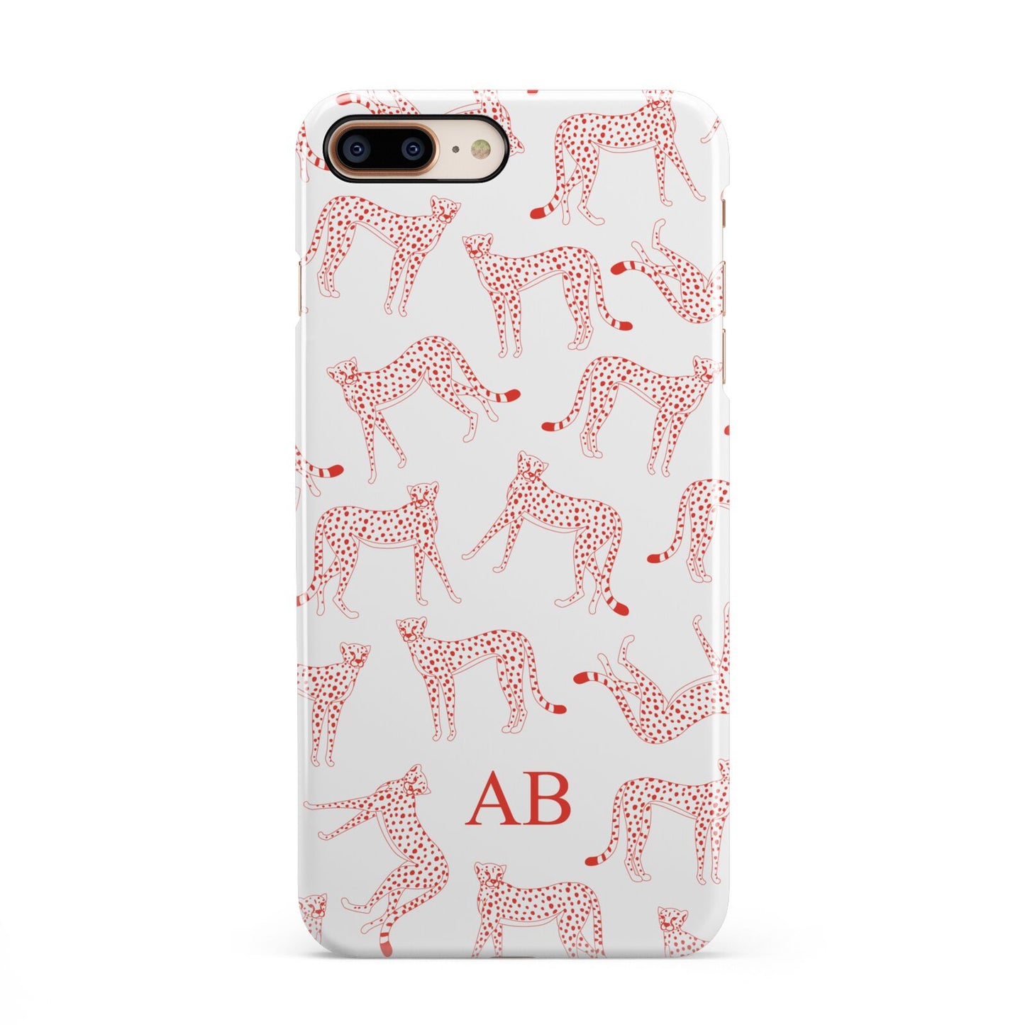 Personalised Pink Cheetah iPhone 8 Plus 3D Snap Case on Gold Phone
