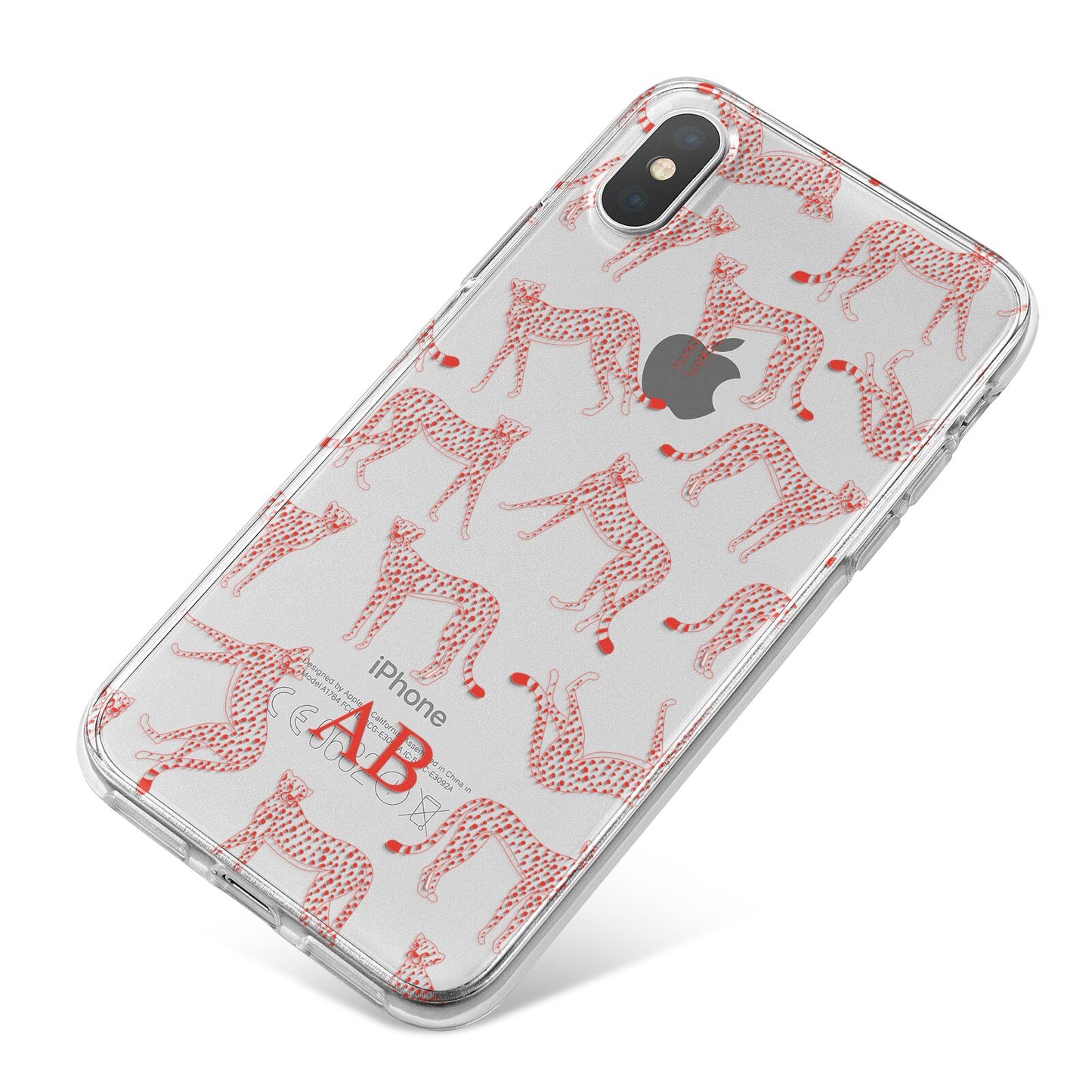 Personalised Pink Cheetah iPhone X Bumper Case on Silver iPhone