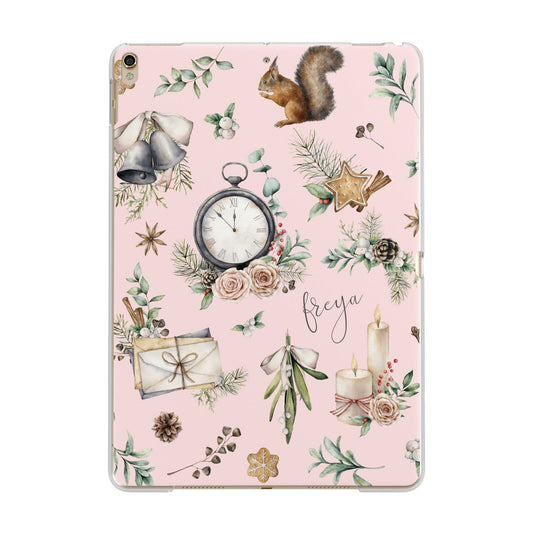 Personalised Pink Christmas Theme Apple iPad Gold Case