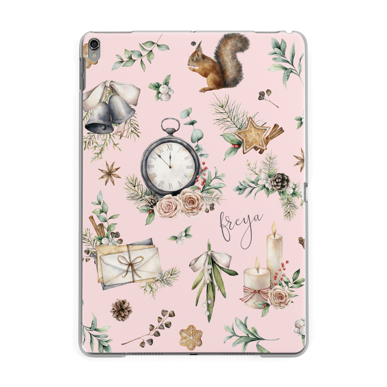 Personalised Pink Christmas Theme Apple iPad Grey Case
