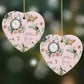 Personalised Pink Christmas Theme Heart Decoration on Christmas Background