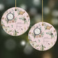 Personalised Pink Christmas Theme Round Decoration on Christmas Background