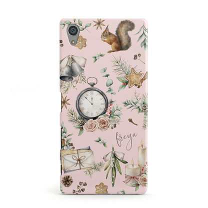 Personalised Pink Christmas Theme Sony Xperia Case