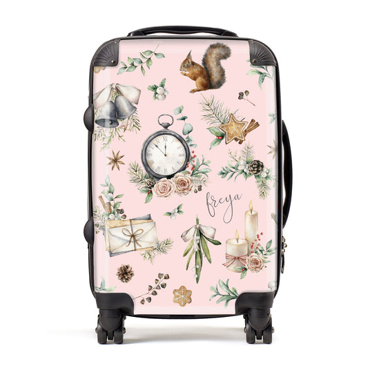 Personalised Pink Christmas Theme Suitcase