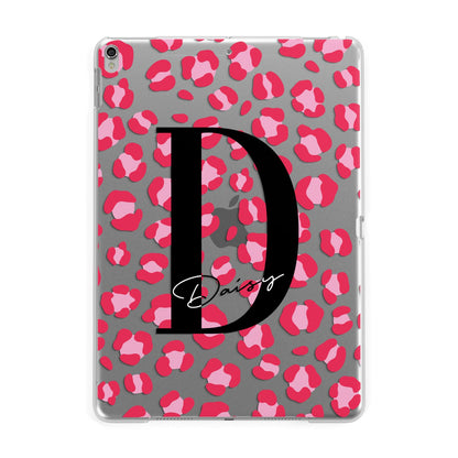 Personalised Pink Clear Leopard Print Apple iPad Silver Case