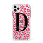 Personalised Pink Clear Leopard Print Apple iPhone 11 Pro Max in Silver with White Impact Case