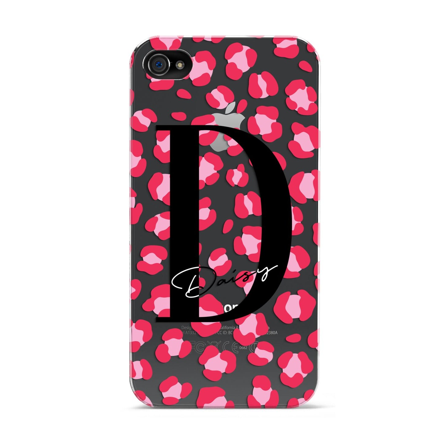 Personalised Pink Clear Leopard Print Apple iPhone 4s Case