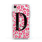 Personalised Pink Clear Leopard Print Apple iPhone XR Impact Case White Edge on Silver Phone