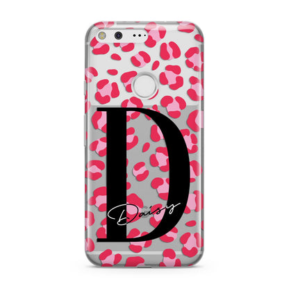 Personalised Pink Clear Leopard Print Google Pixel Case