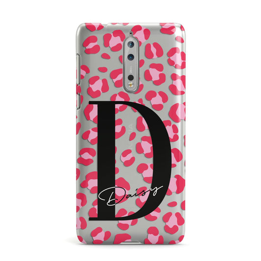 Personalised Pink Clear Leopard Print Nokia Case