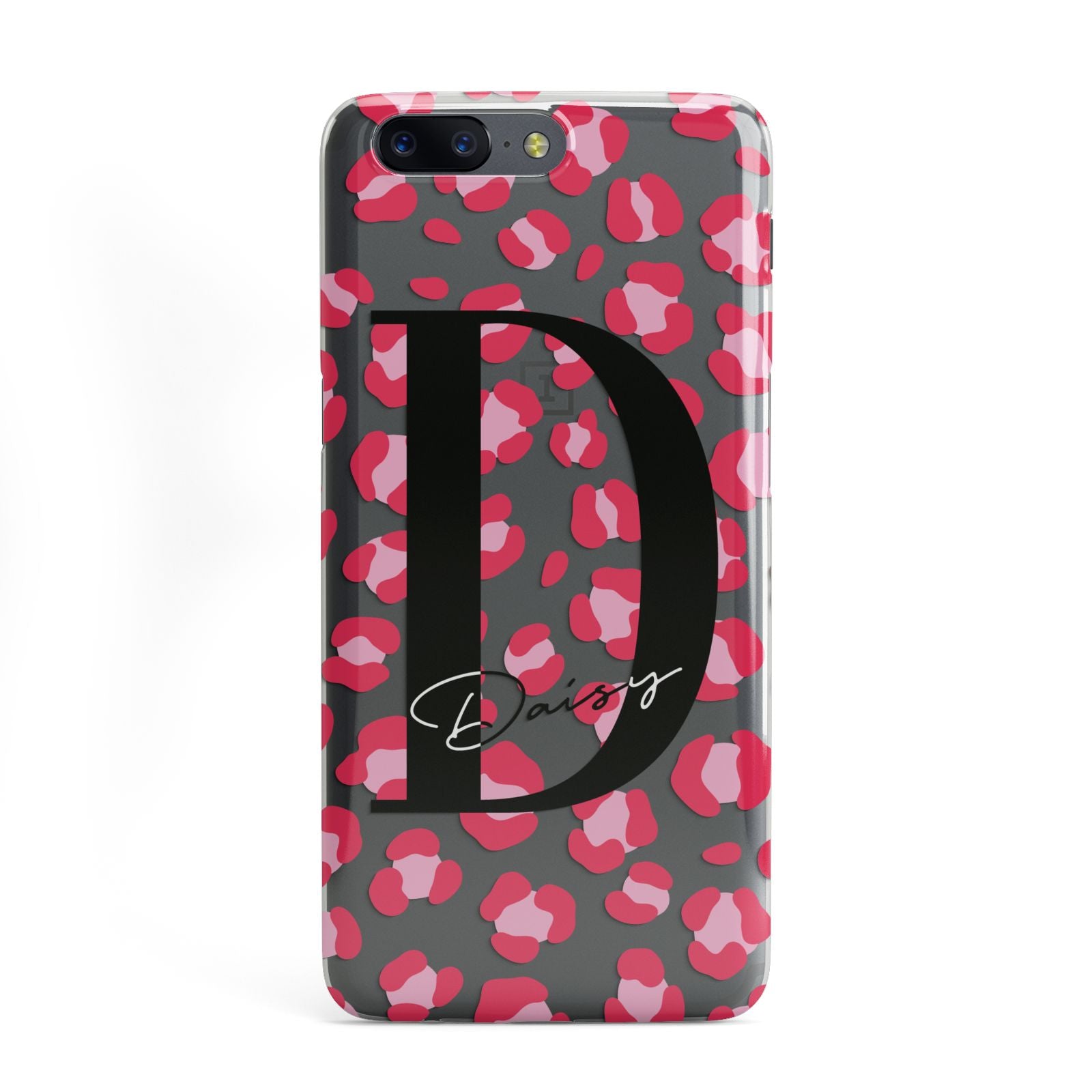 Personalised Pink Clear Leopard Print OnePlus Case
