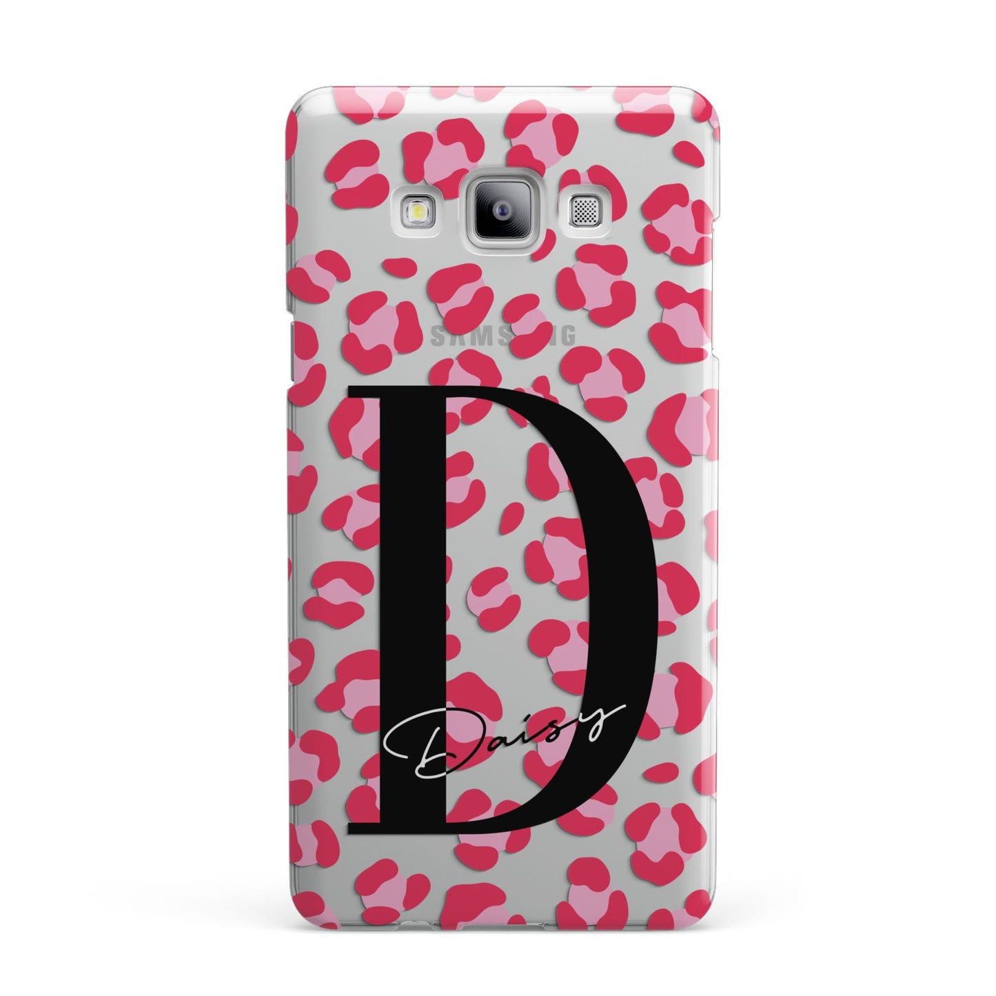 Personalised Pink Clear Leopard Print Samsung Galaxy A7 2015 Case