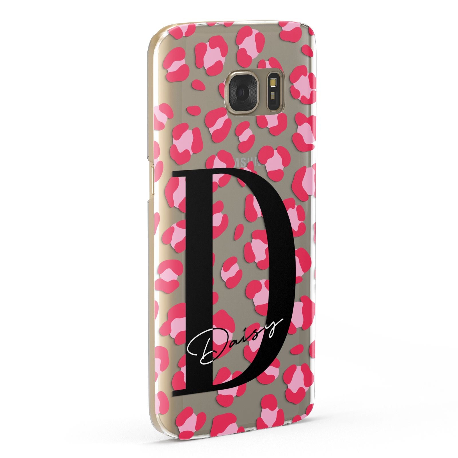 Personalised Pink Clear Leopard Print Samsung Galaxy Case Fourty Five Degrees