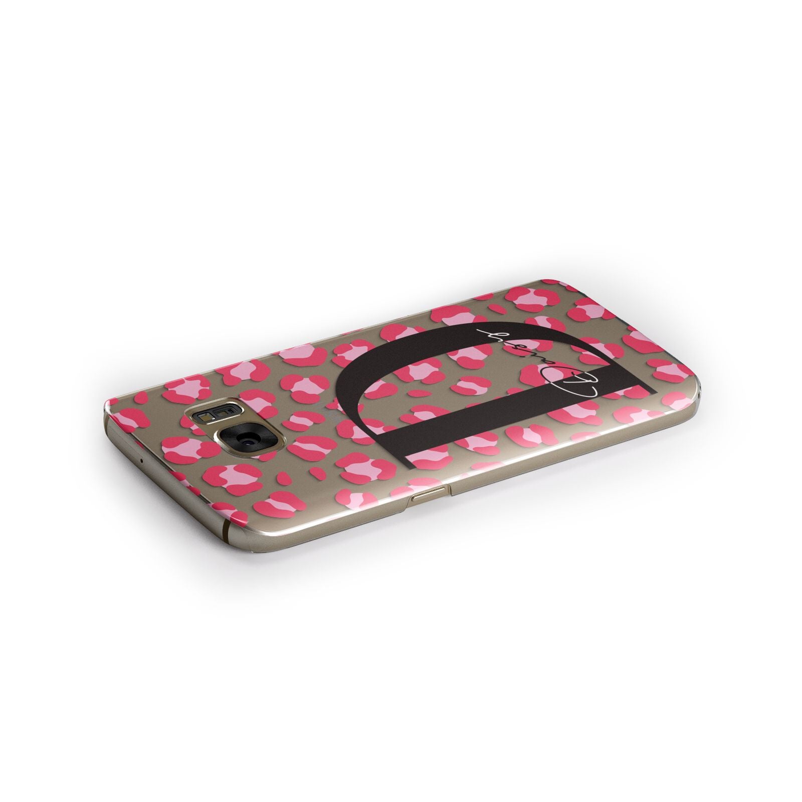 Personalised Pink Clear Leopard Print Samsung Galaxy Case Side Close Up