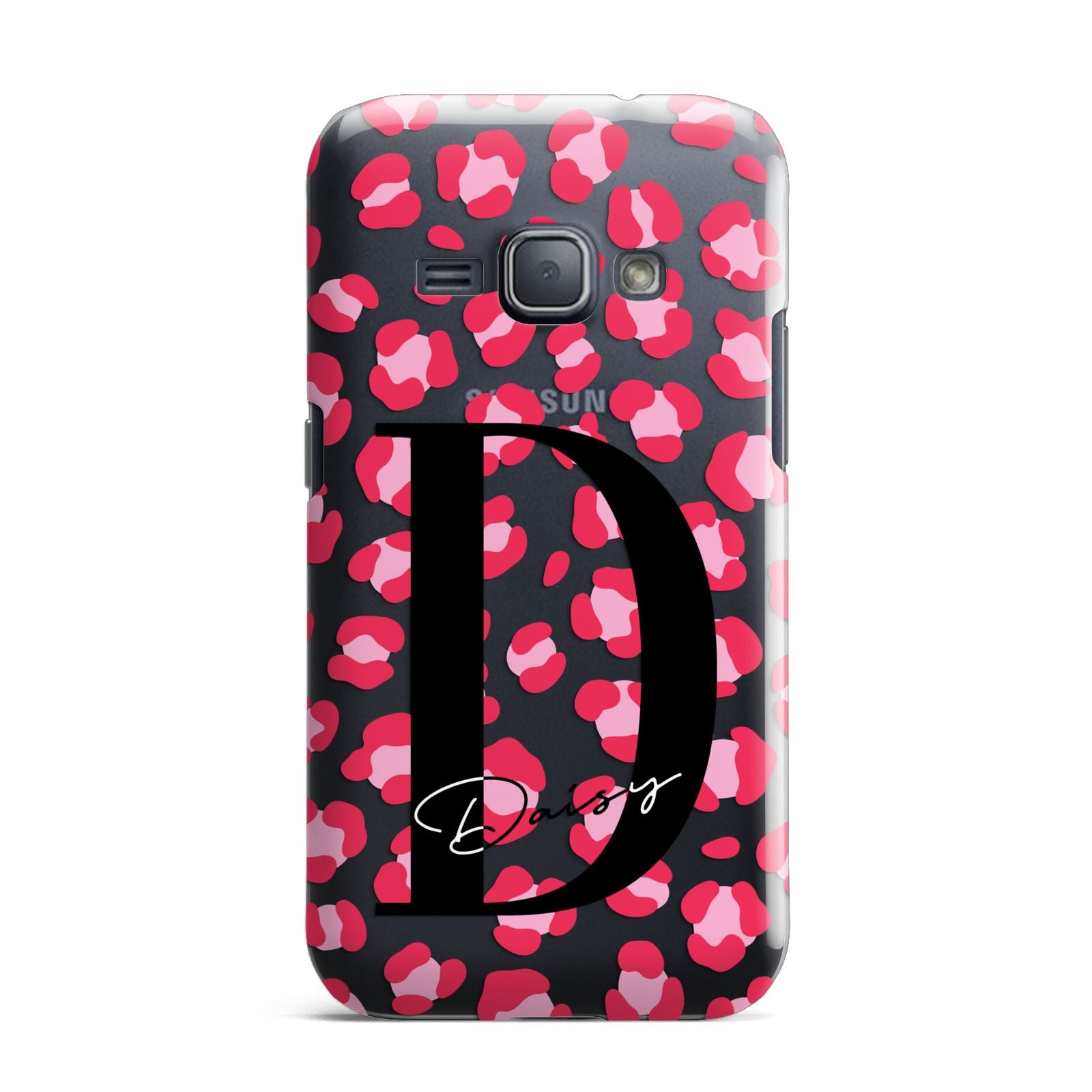Personalised Pink Clear Leopard Print Samsung Galaxy J1 2016 Case