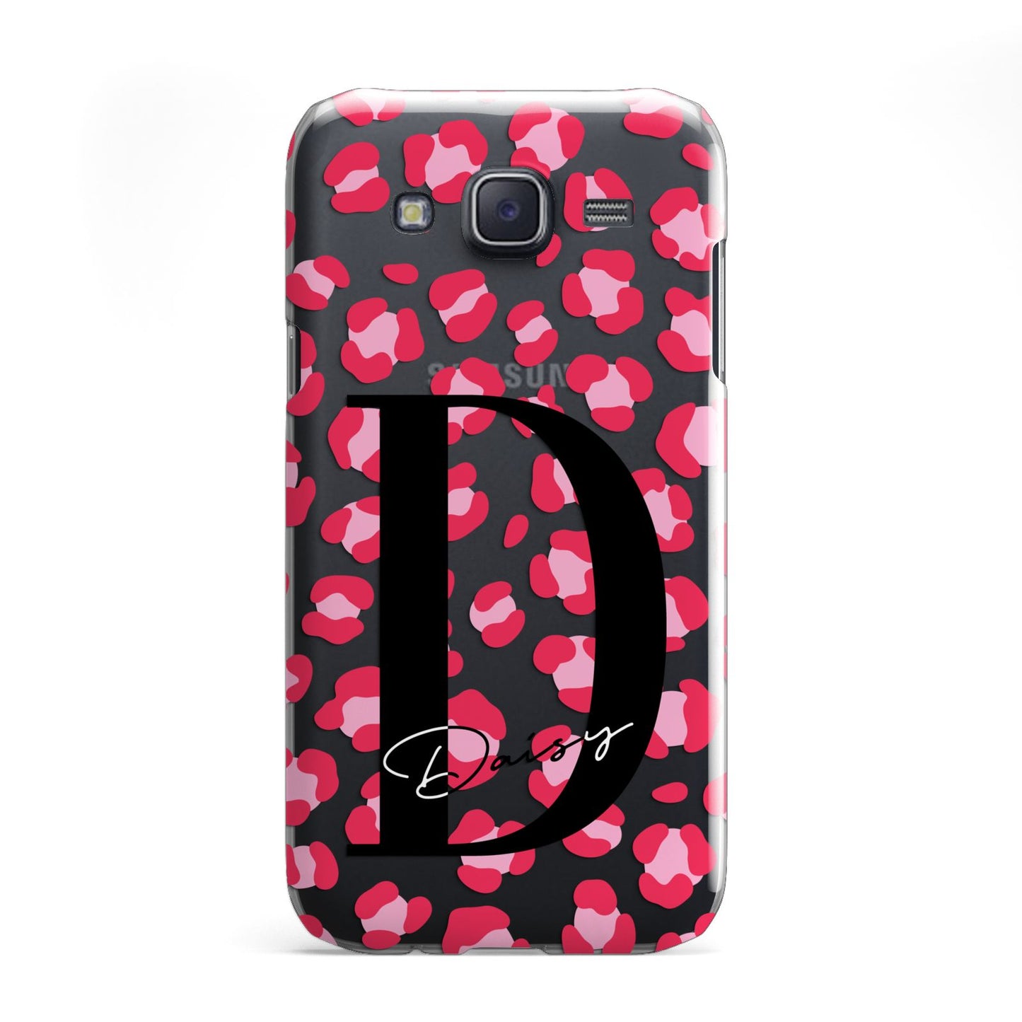 Personalised Pink Clear Leopard Print Samsung Galaxy J5 Case