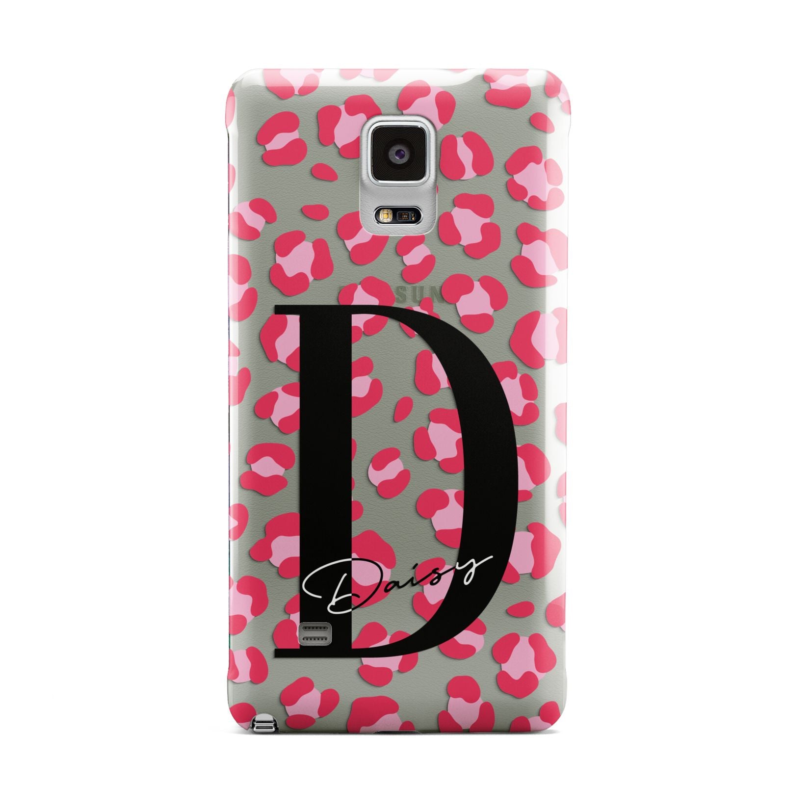 Personalised Pink Clear Leopard Print Samsung Galaxy Note 4 Case