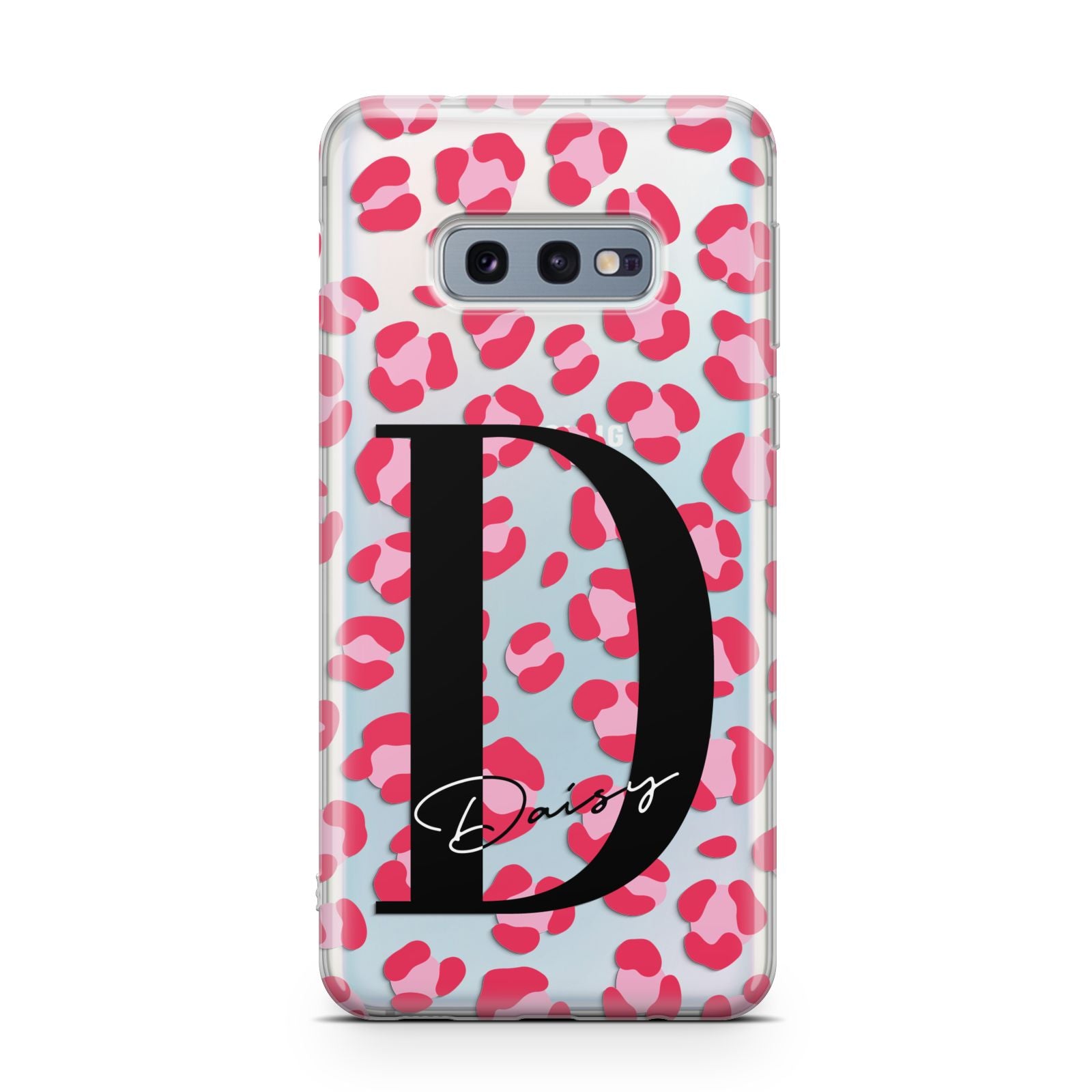 Personalised Pink Clear Leopard Print Samsung Galaxy S10E Case