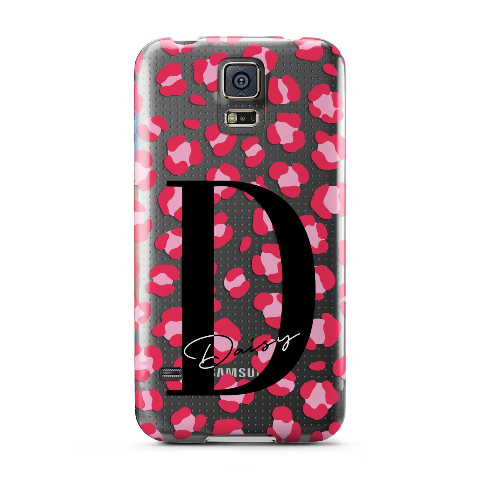 Personalised Pink Clear Leopard Print Samsung Galaxy S5 Case