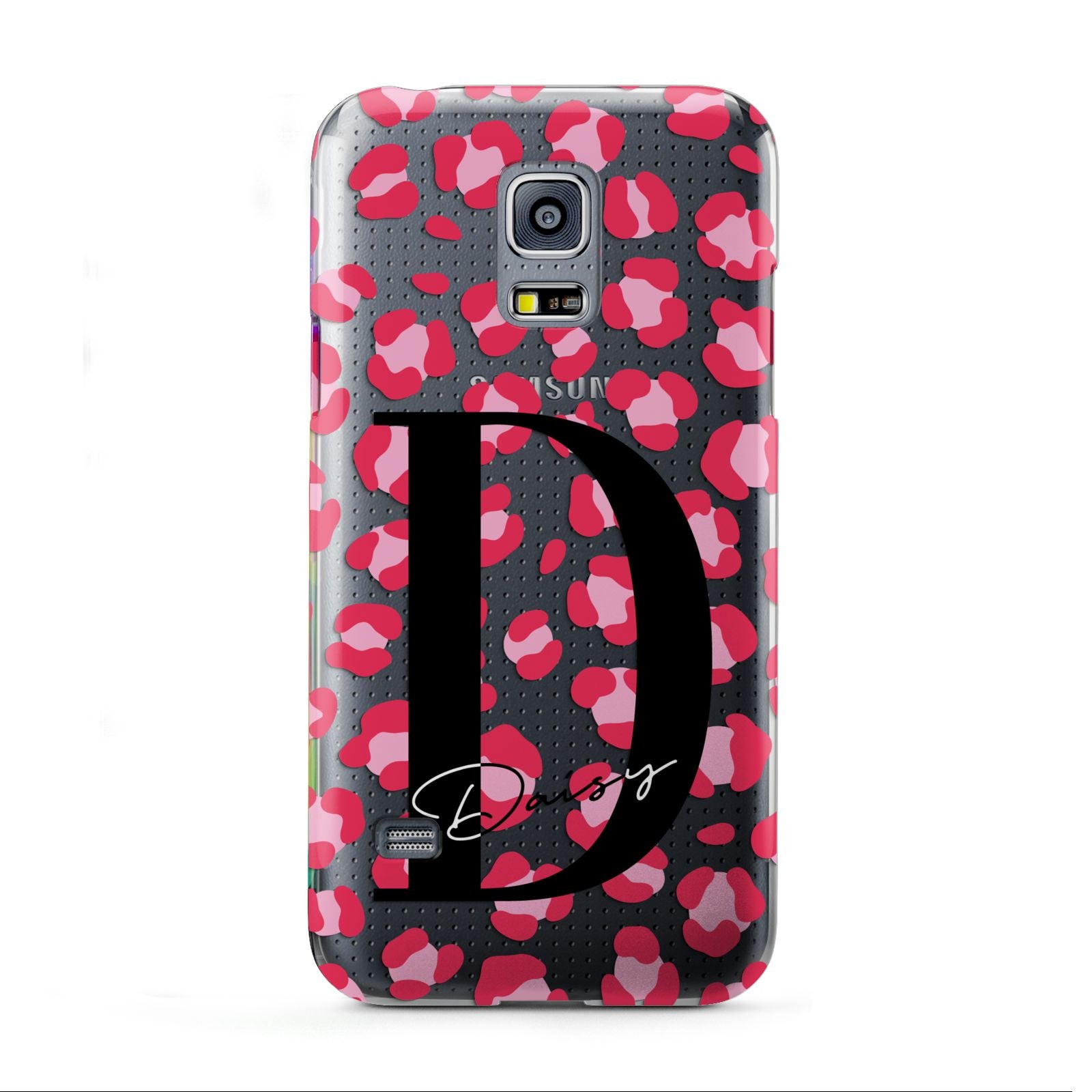 Personalised Pink Clear Leopard Print Samsung Galaxy S5 Mini Case