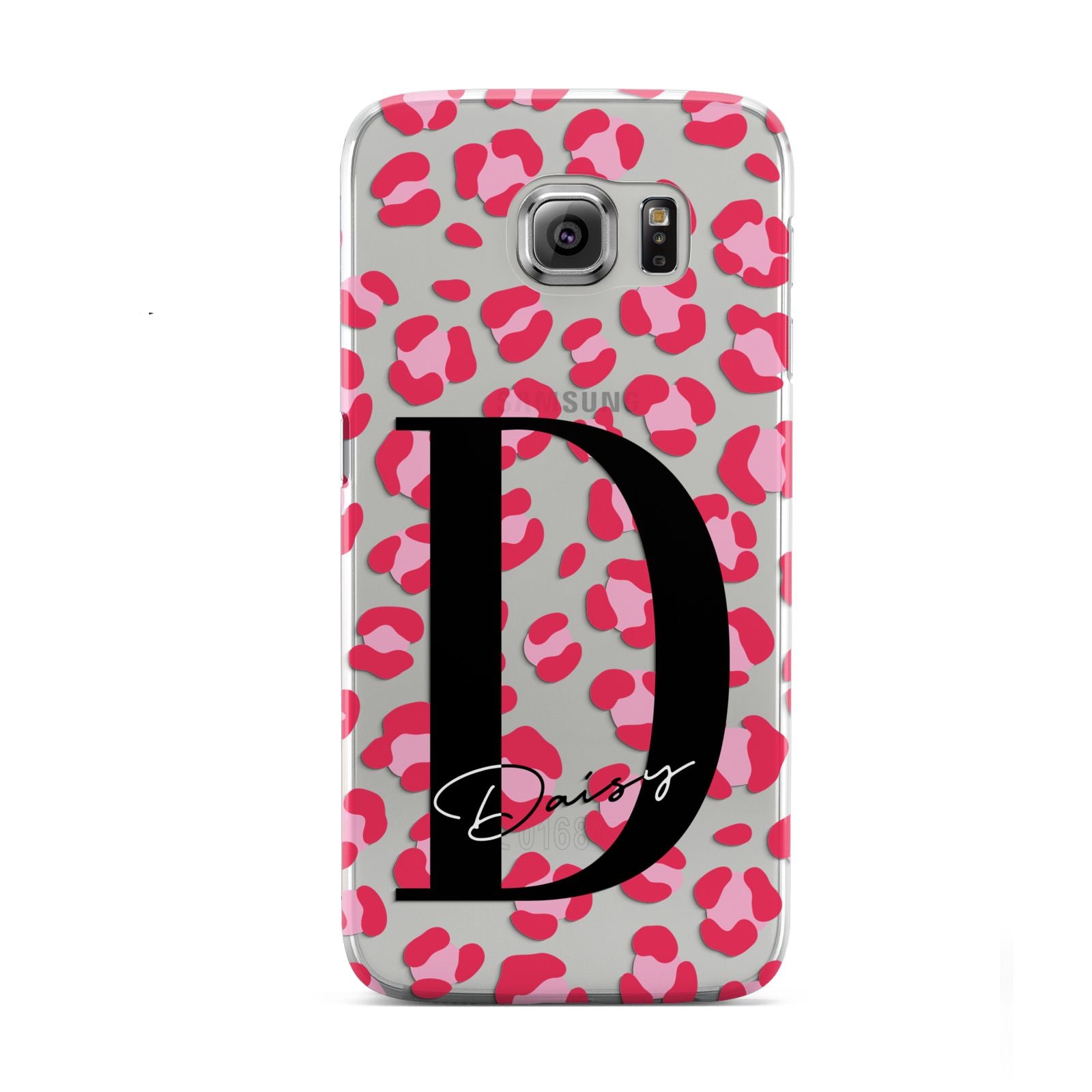 Personalised Pink Clear Leopard Print Samsung Galaxy S6 Case