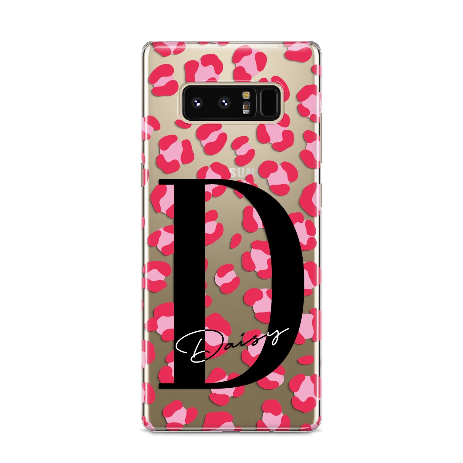 Personalised Pink Clear Leopard Print Samsung Galaxy S8 Case