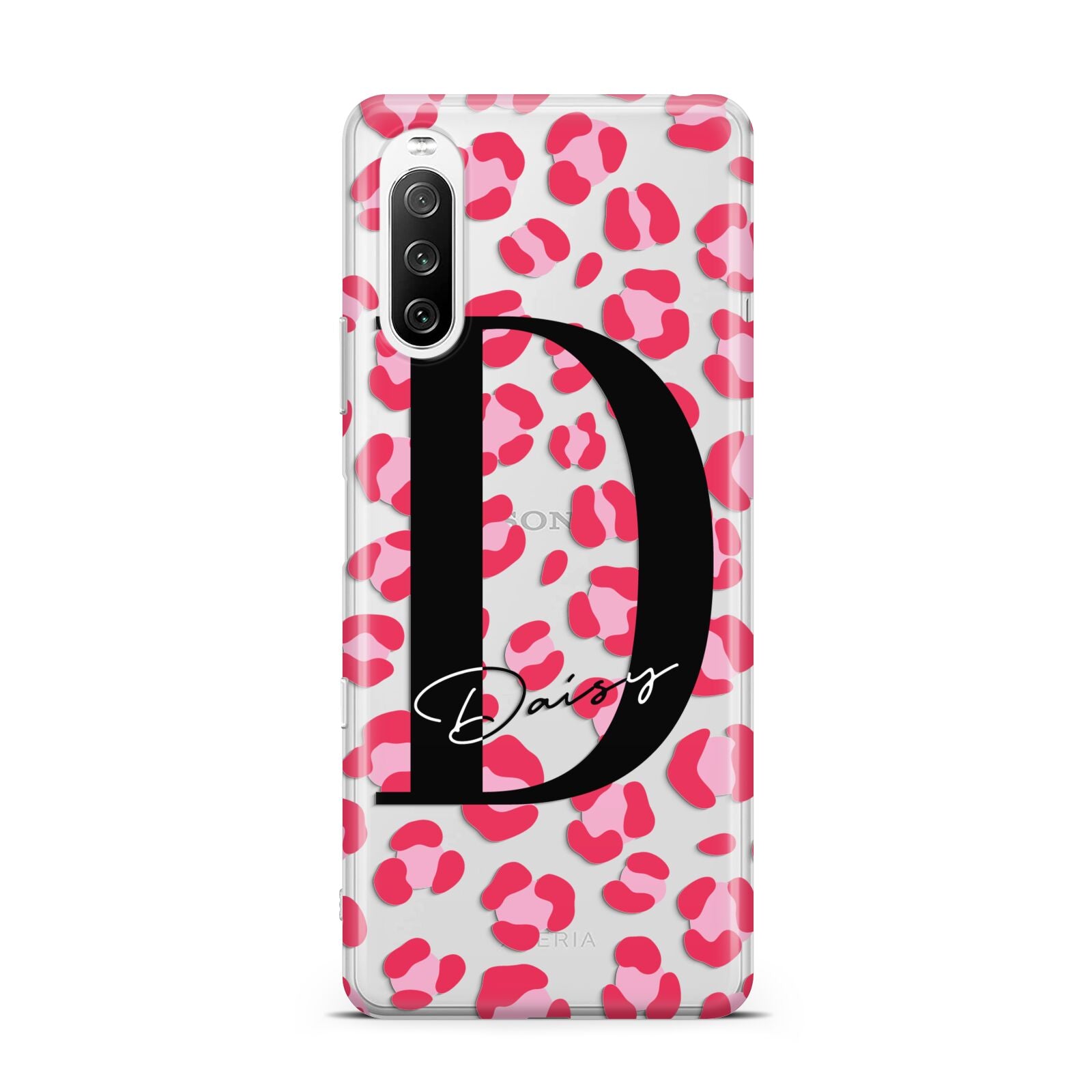 Personalised Pink Clear Leopard Print Sony Xperia 10 III Case