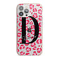 Personalised Pink Clear Leopard Print iPhone 13 Pro Max TPU Impact Case with Pink Edges