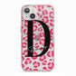 Personalised Pink Clear Leopard Print iPhone 13 TPU Impact Case with Pink Edges