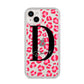 Personalised Pink Clear Leopard Print iPhone 14 Plus Clear Tough Case Starlight