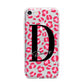 Personalised Pink Clear Leopard Print iPhone 7 Bumper Case on Silver iPhone