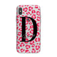 Personalised Pink Clear Leopard Print iPhone X Bumper Case on Silver iPhone Alternative Image 1