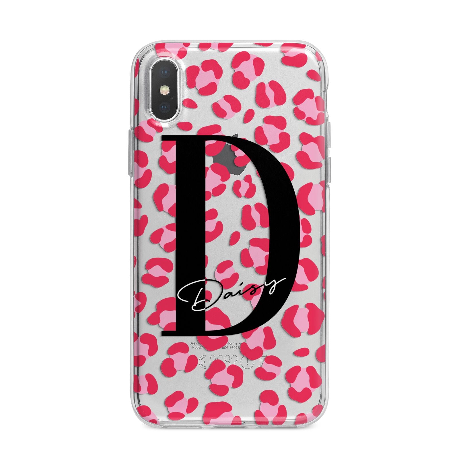 Personalised Pink Clear Leopard Print iPhone X Bumper Case on Silver iPhone Alternative Image 1