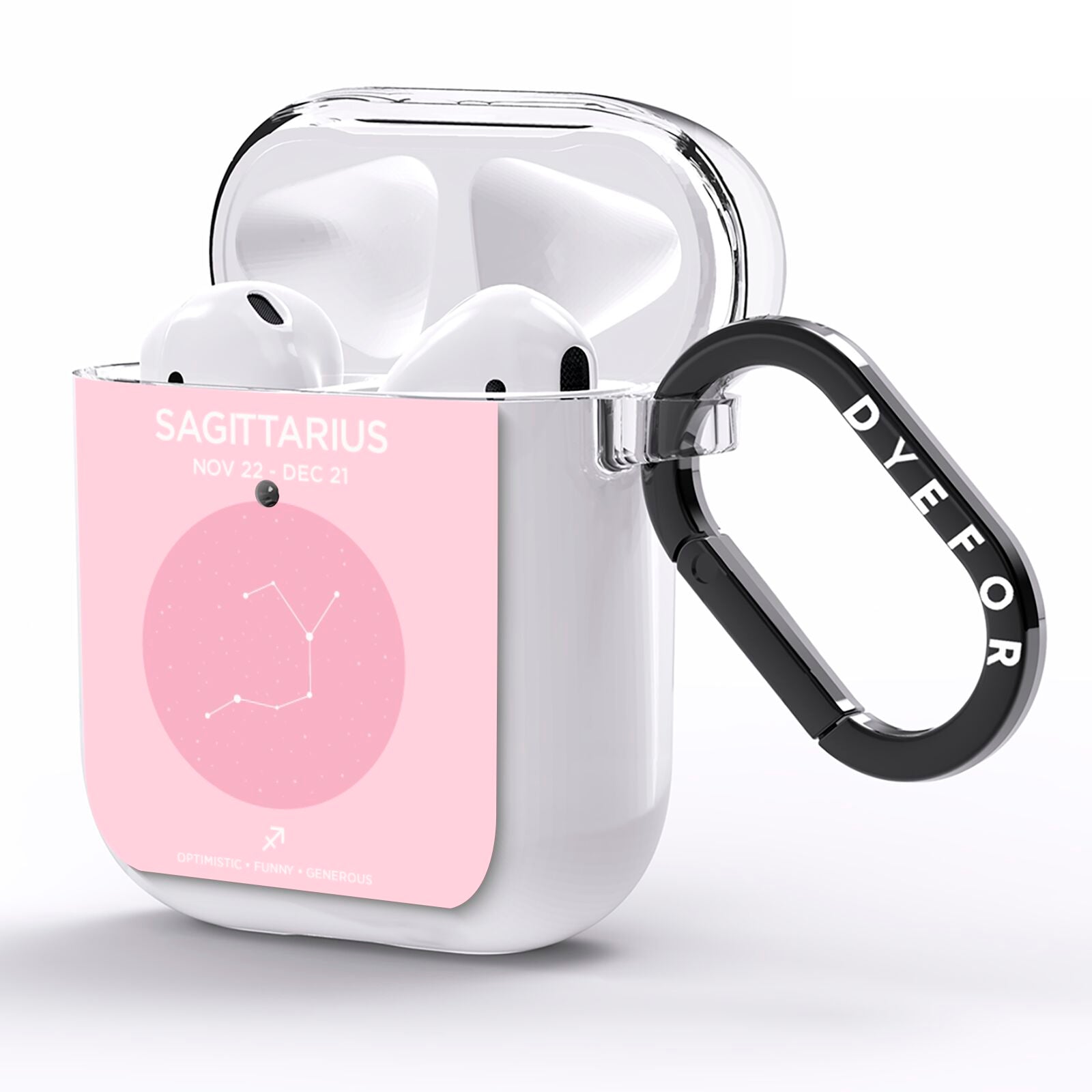 Personalised Pink Constellation Zodiac Sign AirPods Clear Case Side Image