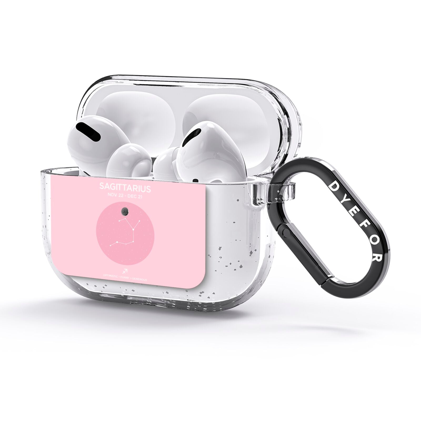 Personalised Pink Constellation Zodiac Sign AirPods Glitter Case 3rd Gen Side Image