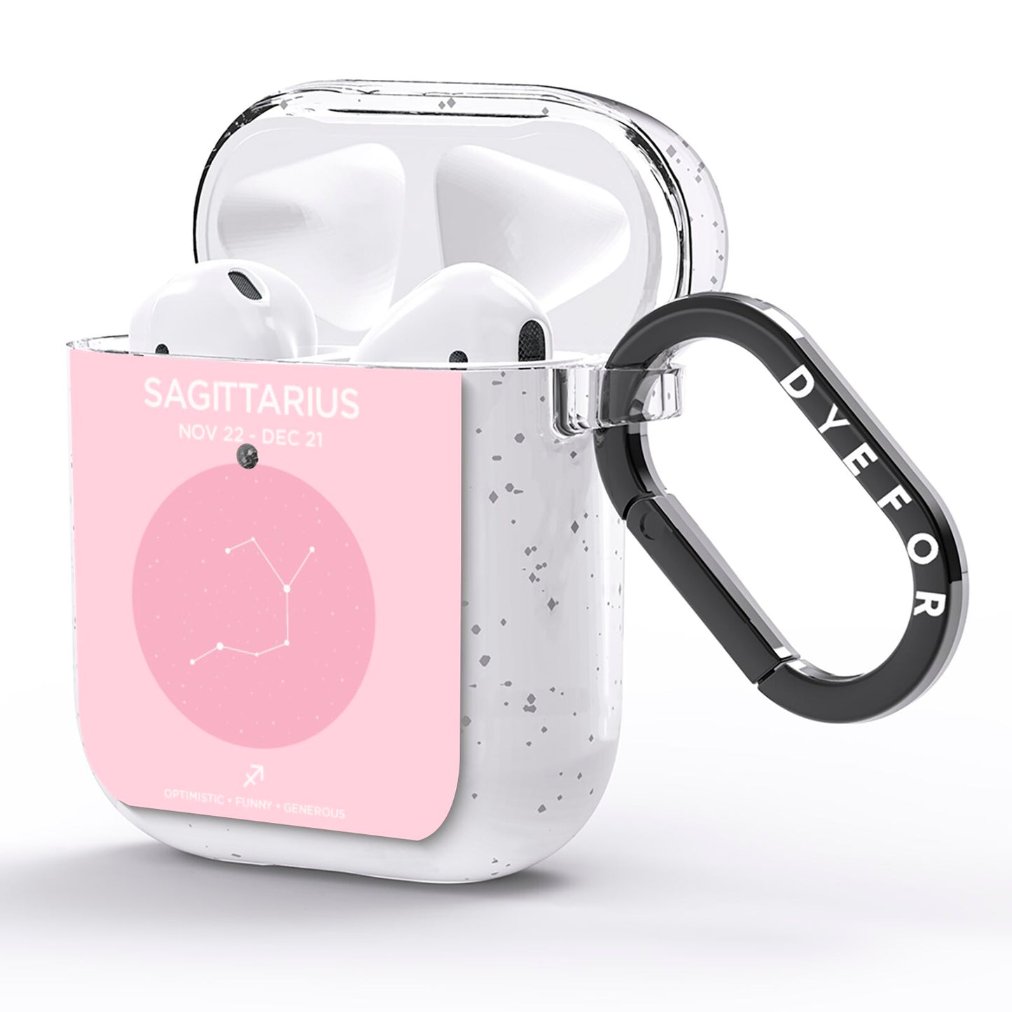Personalised Pink Constellation Zodiac Sign AirPods Glitter Case Side Image
