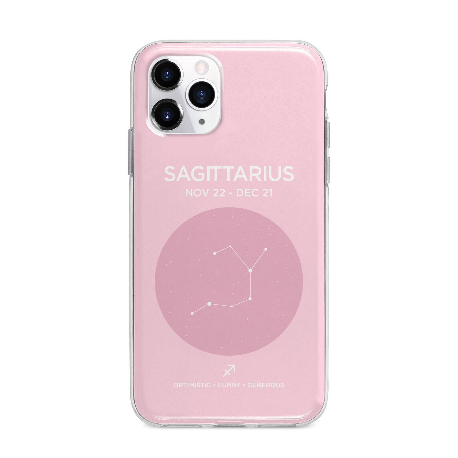 Personalised Pink Constellation Zodiac Sign Apple iPhone 11 Pro Max in Silver with Bumper Case