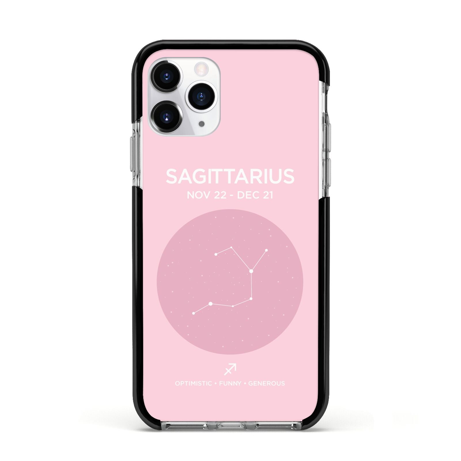 Personalised Pink Constellation Zodiac Sign Apple iPhone 11 Pro in Silver with Black Impact Case
