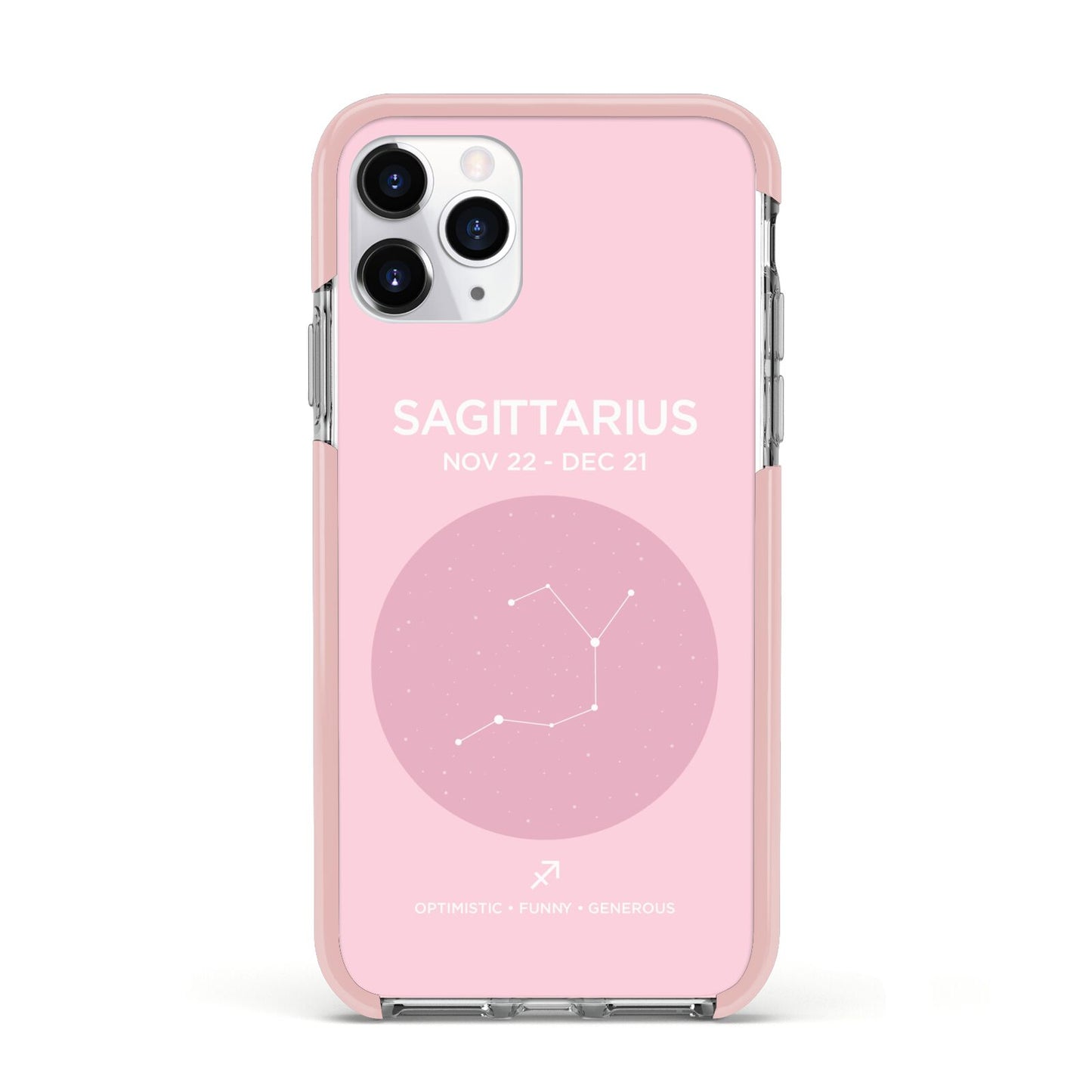 Personalised Pink Constellation Zodiac Sign Apple iPhone 11 Pro in Silver with Pink Impact Case