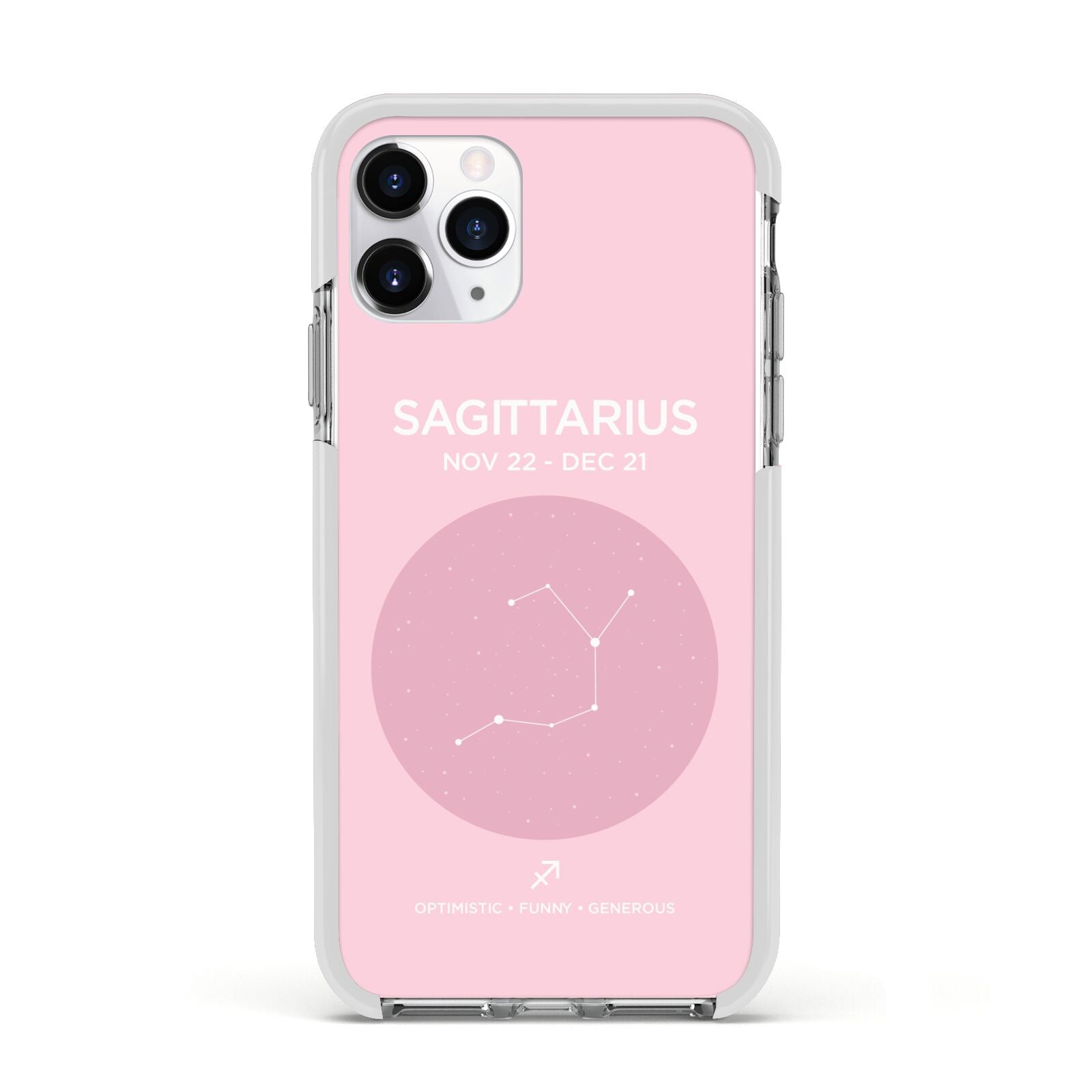 Personalised Pink Constellation Zodiac Sign Apple iPhone 11 Pro in Silver with White Impact Case