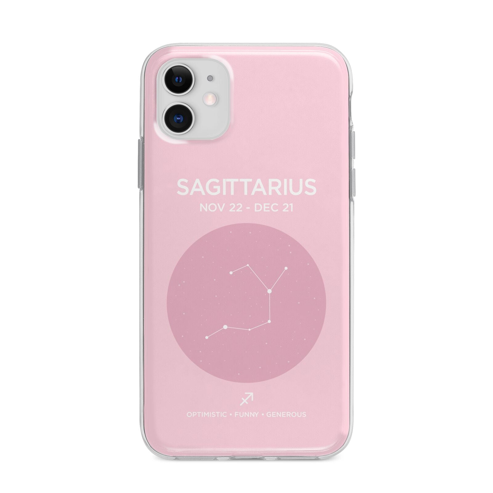 Personalised Pink Constellation Zodiac Sign Apple iPhone 11 in White with Bumper Case